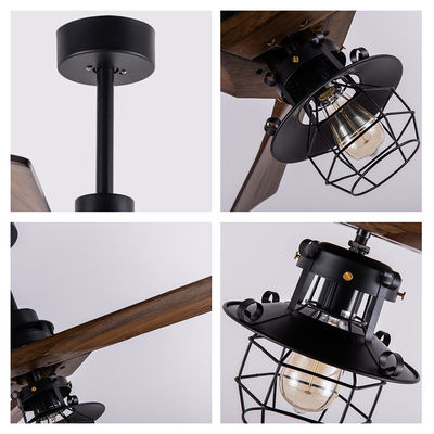 Afstandsbediening 52 inch DC motor Decoratieve 3 houten messen met licht