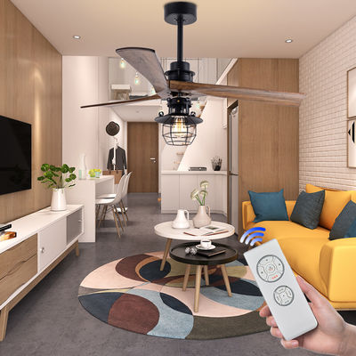 Afstandsbediening 52 inch DC motor Decoratieve 3 houten messen met licht