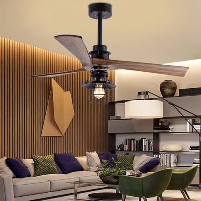 Afstandsbediening 52 inch DC motor Decoratieve 3 houten messen met licht