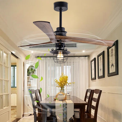 Afstandsbediening 52 inch DC motor Decoratieve 3 houten messen met licht
