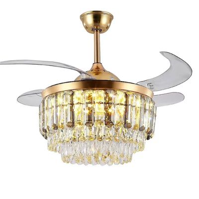 52&quot; opneembare kandelaar vouwventilator met lichtgoud