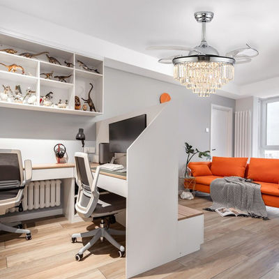 Zilveren vloeibaar plafondventilator met licht voor slaapkamer