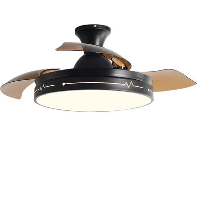 Decoratieve opvouwbare plafondventilator met lichte afstandsbediening Zwart Bruin